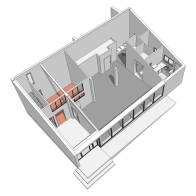 plan 3D du bureau partagé à louer