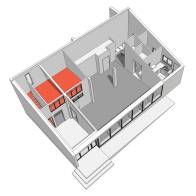 plan 3D du bureau partagé à louer