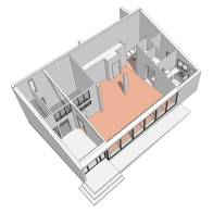 plan 3D salle partagée à louer